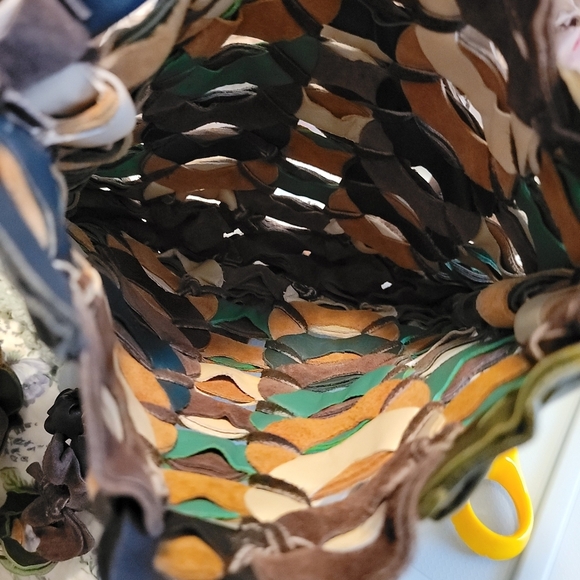 Boho Vintage Leather and Suede Multi Color Crossbody Bag - Picture 4 of 8